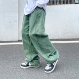 Eoior Harajuku Style Straight Jeans Men's Y2k Streetwear Trend Green Purple Trousers Casual Baggy Wide Leg Jeans Denim Pants