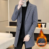 Eoior High Quality Fashion with Handsome Men Autumn Winter Long Herring-wool Coat and Cotton Heavy Tweed Coat  Korean Coat Men