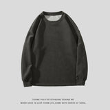 Eoior  High Quality Men's Casual Sweatshirt Korean Style Solid Colour Round Neck Top Side Split Design Hip Hop Pullover Long Sleeve Tee