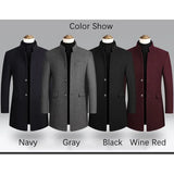 Eoior BROWON Brand Business Casual Trench Coat Men Chinese Style Solid Color Winter Coat Men 2024 Autumn and Winter Wool Coat for Men