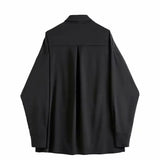 Black Gothic Blouses Vintage Casual Streetwear Harajuku Shirt Spring Autumn Oversized Asymmetrical Top Punk Long Sleeve