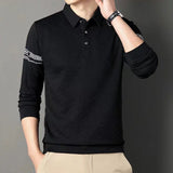 Eoior Spring and Autumn POLO Shirt Men's Leading Polo Neck Long Sleeve T-shirt Trend Bottoming Shirt Casual Solid Color Simple Top