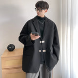 Eoior  Oversized High Grade Blazers Men Trendy Leisure Loose Suit Jackets Male Daily Simple Streetwear All-match Korean Suit-tops