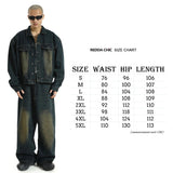 Big Size Green Wash Men Barrel Baggy Jeans Y2k Retro Adjust-waist Casual Wide Pants Oversized Skater Hiphop Streetwear