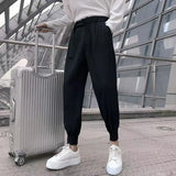 Eoior  28-38 Size Fashion Men Casual Suit Pants Korean Slim Classic Harem Pants Wild Vintage Loose Solid High Quality Blazer Trousers