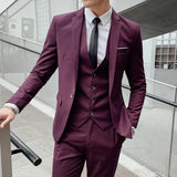 S-5XL (suit + vest + trousers) Slim business elite party evening dress groomsmen British style men's three-piece suit