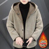 Eoior  New High Quality Fashion with Handsome Fur One Double Sided Wear Bronzed Suede Particles Thickened Cotton Coat Coat  M-3XL