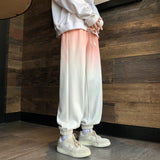 Eoior Spring Autumn Elastic Waist Fashion Gradient Color Sweatpants Man High Street Casual Drawstring All-match Ankle Length Trousers