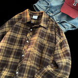 Spring Clothing Men's Leisure Retro Check Button-down Long Sleeve Shirts Lapel Streetwear Fashion Plaid Luxury Jacket Shirt