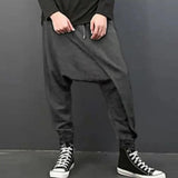 Eoior Men Harem Pants Oversize Drop-crotch Elastic Waist Hip-hop Skateboard Fitness Pants Vintage Harem Pants Baggy Loose Trousers