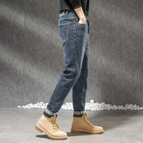 Eoior 2024 New Winter Autumn Mens Cotton Jeans Fashion High Quality Mens Casual Warm Pants