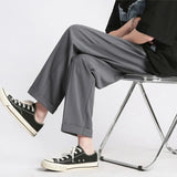 Eoior  New Youth Men's Suit Pants Korean Version Classic Neutral Straight Loose Wide-leg Casual Pants Black Gray Khaki