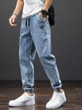 Eoior Spring Summer Black Blue Cargo Jeans Men Streetwear Denim Jogger Pants Men Baggy Harem Jean Trousers Plus Size 6XL 7XL 8XL