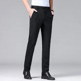 Eoior  Office Casual Pants Men's Slim Fit 2024 New Summer Trendy Versatile Loose Straight Business Gentleman Ice Silk Suit Pants