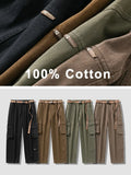 Eoior  Autumn New Cargo Pants Men Multi-Pockets Cotton Casual Wide Pants Male Workwear Loose Straight Trousers Big Size 7xl 8xl