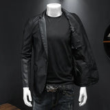 New Mens Slim Fit Leather Jackets PU Casual Motorcycle Coats Turn Down Collar Black Moto Biker Leather Suede Outerwear Men 5XL