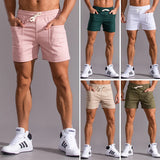 Eoior   New Summer 100% Cotton Solid Shorts Men High Quality Casual Business Social Elastic Waist Men Shorts 8 Colors Running Short