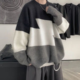 Eoior  Fashion O-Neck Knitted Loose Casual Color Sweaters Men's Clothing  Autumn Winter Oversized Korean Pullovers All-match Tops