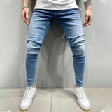 Eoior  New Men's Stretchy SKinny Jeans Solid Color Slim Fit Casual Pants Fashion Mens Designer Clothes Streetwear Denim Trousers