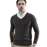 Eoior Cashmere Sweater Men Knitted Sweaters 100% Pure Merino Wool V-Neck Long-Sleeve Thick Pullover Winter Autumn Male Jumper Clothing