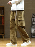 Eoior  Autumn New Cargo Pants Men Multi-Pockets Cotton Casual Wide Pants Male Workwear Loose Straight Trousers Big Size 7xl 8xl