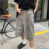 American retro leopard print camouflage casual men shorts Y2k Trendy brand Harajuku straight leg men and women pants