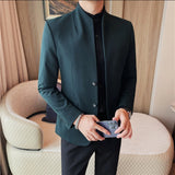 Eoior  Latest Designer Men's Stand Collar Business Social Blazers Fashion Slim-fit Casual Banquet Dress Suit Jacket Tuxedo for Men