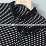 Eoior  Striped Polo Shirt Men Summer Polo Shirts Contrast Color Tops Male Fashion Casual Short Sleeve Polo Shirts Summer