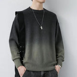 Eoior  Stylish O-Neck Knitted Spliced All-match Gradient Sweaters Men's Clothing  Autumn New Oversized Casual Pullovers Warm Tops