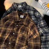 Spring Clothing Men's Leisure Retro Check Button-down Long Sleeve Shirts Lapel Streetwear Fashion Plaid Luxury Jacket Shirt