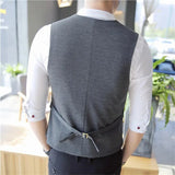 Eoior  Men's Double Breasted Vest Spring 2024 New Slim Sleeveless Formal Suit Vest Gray Black Fashion Men's Business Casual Suit Vest