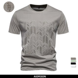 Eoior Summer Cool Cotton Blend T-shirt for Men Short Sleeve Brand Quality Embroidery Mens T Shirts