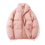 Y2K Autumn And Winter Vintage Warm Puffer Jacket Women High Neck Zipper Design Cotton-Padded Coat Abrigo Mujer