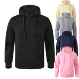 Eoior  Spring Autumn Men's Hoodies Fleece Solid Color Sweatshirts Loose Casual Hooded Pullover Male Outdoor Sportwear Long Sleeve Tops