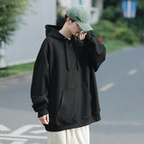 Eoior  Fall Men Solid Color Hoodie Oversized Harajuku Hoooded Sweatshirts Autumn Fashion Men's Pullovers Casual Hip Hop Streetwear