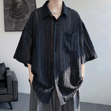 Eoior  Spring Summer Men's Solid Shirts Short Sleeve Harajuku Style Cardigan Casual  Blouses Male Plus Size Lapel Shirt