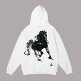 Eoior Streetwear Hoodies Sweatshirt for Men Hip Hop Horse Printed Long Sleeve Pullover Tops Harajuku Sweatshirt Male Hooded Clothes