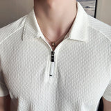 Men POLO Shirt British Style Summer Ice Silk Thin Solid Color Casual Elastic Slim Fit Short Sleeved T-shirt Mens Clothing