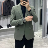 Dress Men's Suit Jackets Business Thin Slim Fit Male Blazer Brown Menswear Fashion High Quality Coat Spring Clothes Summer