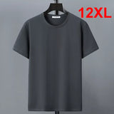 Eoior 10XL 12XL Plus Size T-shirt Summer Cotton T Shirt Men Short Sleeve Tshirt Casual Tops Tees Male Solid Color Shirt Crewneck