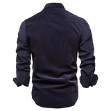 New Men's Shirt Fashion Corduroy Shirts Men Business Casual Single Breasted Cotton Men Shirts Solid Color Slim Fit Full Top