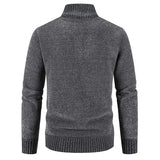 New Autumn Winter Sweaters Men Fleece Cardigan Warm Knitted Sweatercoat Mens Solid Stand Collar Zipper Slim Knitwear Coat