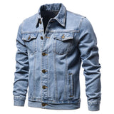 Autumn Men Solid Denim Jackets Fashion Motorcycle Vintage Jeans Jackets Hommes Slim Fit Cotton Casual Black Blue Coats