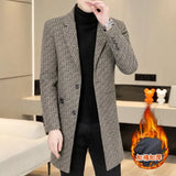 Eoior High Quality Fashion with Handsome Men Autumn Winter Long Herring-wool Coat and Cotton Heavy Tweed Coat  Korean Coat Men