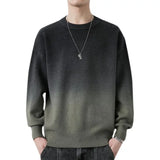 Eoior  Stylish O-Neck Knitted Spliced All-match Gradient Sweaters Men's Clothing  Autumn New Oversized Casual Pullovers Warm Tops