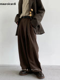 Spring Coffee Flowy Baggy Wide Leg Pants for Mens Streetwear Unisex Clothing Fashion Loose Casual Soft Trousers