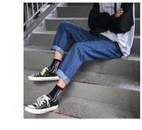 Eoior Wide Leg Cargo Pants Streetwear Baggy Men Jeans Spring Autumn Men New Fashion Loose Straight Male Denim Trousers L83