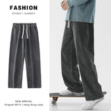 Eoior Oversized Wide Leg Jeans Men's Spring Summer New Trend Ins Straight Loose Elastic Waist Casual Streetwear Baggy Trousers Male