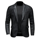 New Mens Slim Fit Leather Jackets PU Casual Motorcycle Coats Turn Down Collar Black Moto Biker Leather Suede Outerwear Men 5XL