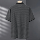 Eoior  Striped Polo Shirt Men Summer Polo Shirts Contrast Color Tops Male Fashion Casual Short Sleeve Polo Shirts Summer